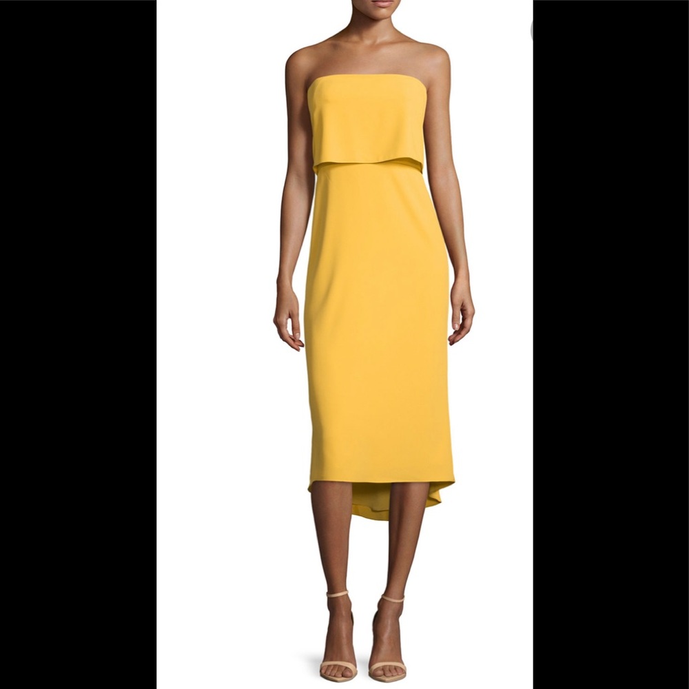 Strapless Tiered Top Slim Dress, Marigold